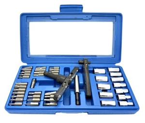 44pc 1/4” Drive T Type Ratchet Handle Bits Star , Phillips , Flat & Sockets - Picture 1 of 2