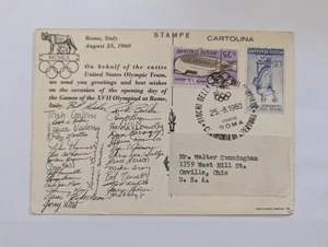 Olympische Spiele Rom 1960 Karte US Team mit Unterschriften - Bild 1 von 4
