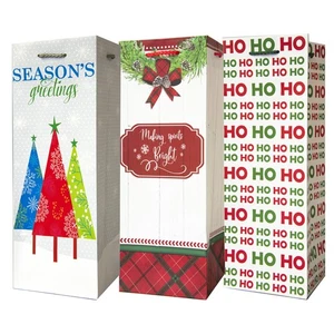 LB International Pack of 6 Assorted Christmas Wine Gift Bags with Handle - Picture 1 of 2
