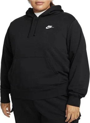 Sudadera con capucha pulóver para mujer Nike Sportswear Club polar, negra, 1X Foto 1 de 4