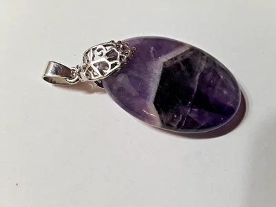 Amethyst 925 Silver Plated Gemstone Handmade Jewelry Filigree Pendant With Bale — 第 1/3 张图片