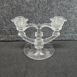 Vintage Indiana Glass "Laurel" Etch Double Light Candelabra 2-Arm Candle Holder - Picture 1 of 5