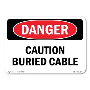 Caution Buried Cable ANSI Danger Sign Metal Plastic Decal - Picture 1 of 5