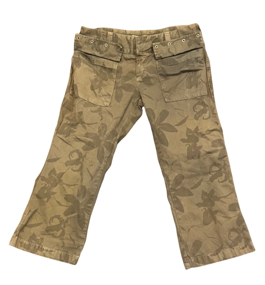 Jeans Guess Vintage Auténticos Patrón Floral Oliva Capris Talla 27 Foto 1 de 4