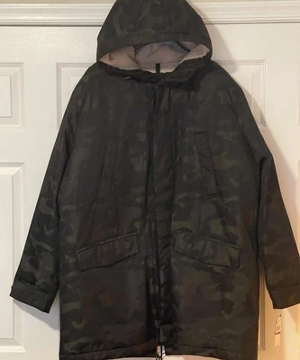 Michael Kors Mens Camouflage Sherpa Lining Winter Warm Parka Dark Olive 2XB-Long - Image 1 of 4