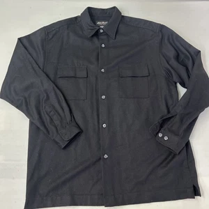VTG Eddie Bauer 100% Wool Button Down Shirt Black XLT Workwear Shacket Hong Kong - Picture 1 of 9