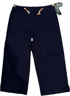 Ralph Lauren Jeans Company Pantalones Capri Azul Marino Cuerda Náutica Cinturón Mujer 10 Nuevos con Etiquetas Foto 1 de 4