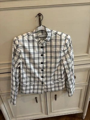 Blazer Vintage Carlisle Negro Blanco Cuadros Años 90 Retro Talla 8 Con Botones Foto 1 de 4