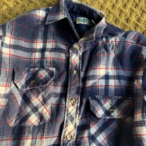 Vintage 90s Rugged Wear By BOG Plaid Flannel Shirt Jacket Shacket Barn Coat Med - Picture 1 of 4