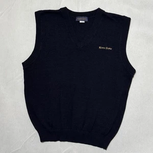Vintage Andrew Rohan Edwards Made In USA Notre Dame Maglione Gilet Nero - Foto 1 di 6