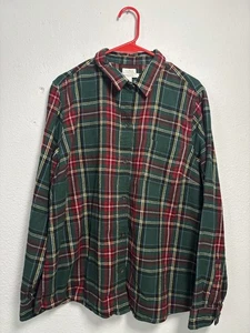Camisa para mujer LL verde frijol franela a cuadros abotonada talla 1X calce relajado 278975 - Imagen 1 de 6