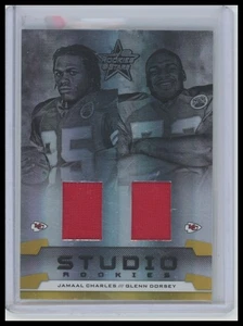 Tappetino combinato studio 2008 Leaf R&S #SRC-3 Jamaal Charles/Glenn Dorsey #/250 - Foto 1 di 2