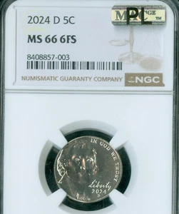 2024 D JEFFERSON NICKEL NGC MS66 FS PQ 2ND FINEST GRADE MAC PL & SPOTLESS . - Picture 1 of 2