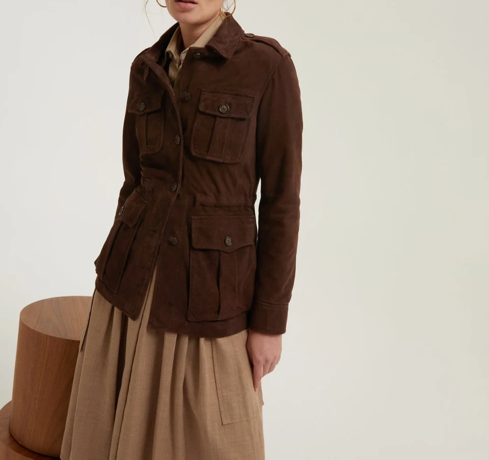 Dark Brown Leather Jacket Women Pure Suede Casual Size XS S M L XL XXL - Image 1 of 4