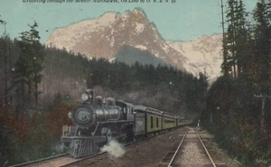 Traveling on the O. R. & N. Co. Railroad - Tacoma, Washington - litografía publicada - Imagen 1 de 3
