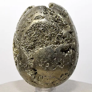 62mm Peruvian Pyrite Egg Natural Druzy Crystal Cubes Sparkling Mineral Stone - Picture 1 of 4