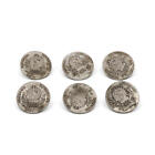 6 srebrnych guzików oryginalne monety 20 krążowników Patrona Bavariae Strocht 17242