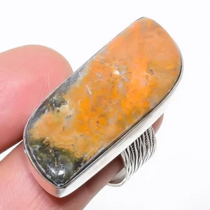 Natural Bumble Bee Jasper Gemstone 925 Sterling Silver Ring Size 8 M466 - Picture 1 of 5