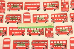 Harrods Iconic London Red Buses 100% Cotton Fabric Route Master - Picture 1 of 1