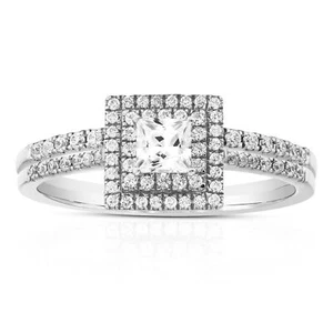 1/2 cttw Lab Created Diamond Wedding Bridal Set 14K White Gold Size 7 - Picture 1 of 7