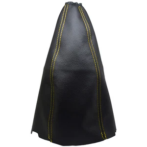 DAEWOO MATIZ (1998-2005) Soufflet Levier De Vitesse 100% Cuir - Couture Jaune - Picture 1 of 1