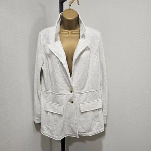 Minimalistische Scandi Fleecejacke Damen M Lagenlook grau Rohkante Bauern rustikal - Bild 1 von 9