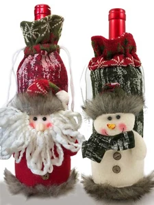 Christmas Wine Bag 1Pc Snowman or Santa Holiday Gift Bottle Holder Tote - Picture 1 of 20