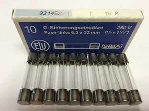 SIBA 70 059 61 189100 16A TimeLag Slow Blow Glass Fuse 6x32mm 250V x5/10 JPSF375 - Picture 1 of 4