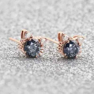 2.00Ct Round Cut Alexandrite Solitaire Women Stud Earrings 14K Rose Gold Finish - Picture 1 of 4