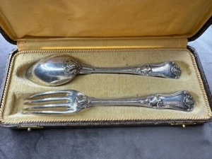 Antikes französisches Sterlingsilber Besteck Set Gabel & Löffel Minerve Punze 19. Jh. - Bild 1 von 8