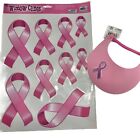 Breast Cancer Visor with Decal Sets Pink Ribbon NWT Awareness Women Support