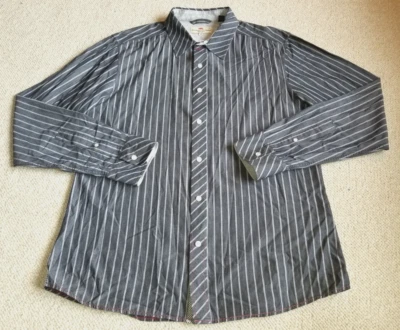 NWOT Mens Shirt-CANTERBURY OF NEW ZEALAND-gray/white striped 100% cotton ls-XL - Image 1 of 4