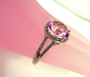 Topazio rosa 5,5 ct con accenti di diamanti 0,17 ct in argento sterling - Foto 1 di 3