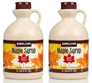 Kirkland Canadian Maple Syrup - 100% Pure Grade A Amber, Rich Taste, 1 Litre X 2 - Picture 1 of 3