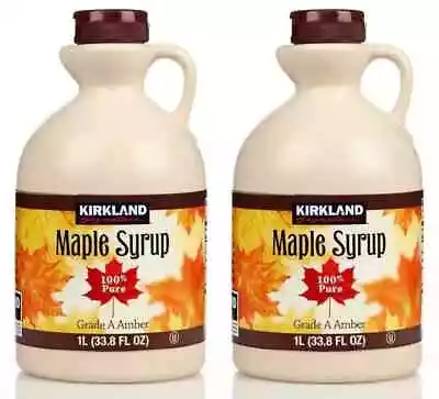 Kirkland Canadian Maple Syrup - 100% Pure Grade A Amber, Rich Taste, 1 Litre X 2 - Image 1 of 3