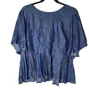 Neu mit Etikett Kaari blaue Damenbluse Chambray Schößchen Größe XL adrette reife Karriere - Bild 1 von 11