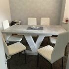  Extendable Dining Kitchen Table Desk Seater White concrete grey v leg 8 seater