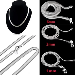 Collana Uomo Donna Catena Serpente Moda Argento Massiccio 1/2 / 6Mm 16-24 & - Foto 1 di 11