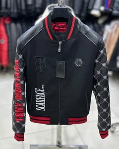 Philipp Plein Tony Montana Scarface Embroidered Genuine Leather Sleeves Jacket - Picture 1 of 13