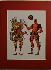 MARVEL COMICS Matted Print DEADPOOL & SPIDERMAN Fits an 11x14 Frame - Picture 1 of 1