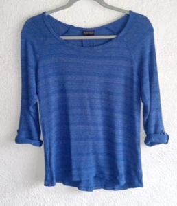 Nomadic Traders Top Womens Size M/L Pleated Back 3/4 Roll Tab Sleeves Blue - Picture 1 of 15