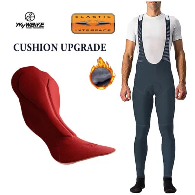 Men Cycling Bib Pants Thermal Fleece  Mountain Bike Warm MTB Trousers 10-20°C - Image 1 of 4