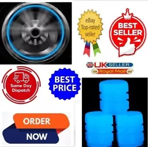 LUMINOUS Glow DUST Caps cover for Car Tyre Fluorescent Valve Motorbike Bicycle - Picture 1 of 13