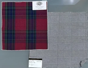 Fabricut & Bassett McNab Fabric Sample Red Plaid & Houndstooth Crafts - Picture 1 of 11