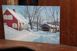 1964 Snow Bedell Covered Bridge Vermont Haverhill NH Postcard Free US Shipping - Picture 1 of 2