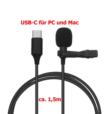net4web - NLM-USB Lavalier-Mikrofon für PC und Mac - Ploppschutz, Tasche