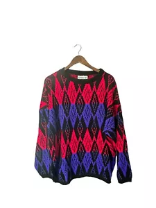 Jordache Vintage Womens 18 Sz Multicolor Geometric Long Sleeve Pullover Sweater - Picture 1 of 2