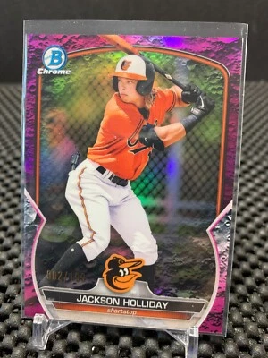 2023 Bowman Draft Chrome Jackson Holliday Fuschia Lunar /199 #BDC-118 Orioles - Image 1 of 2