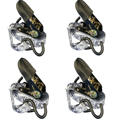 4pk 1"x 10' Tie Down Camo Straps S-Hook 1200LBS Break Strength 400LBS WLL - Image 1 of 4