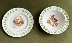Wood & Sons Burslem England Nursery Rhyme Alphabet Bowl & Plate w/ Humpty Dumpty - Picture 1 of 9